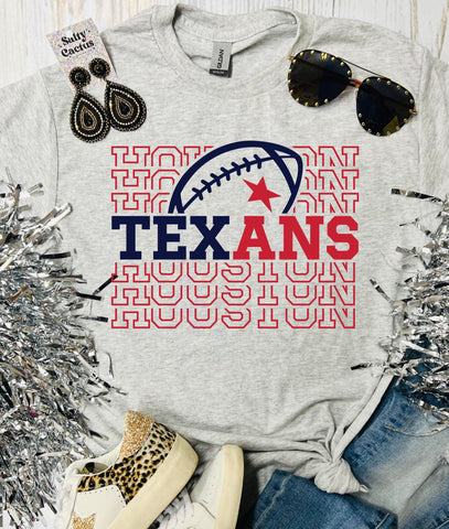 Texans Football Stacked Ash Grey Tee