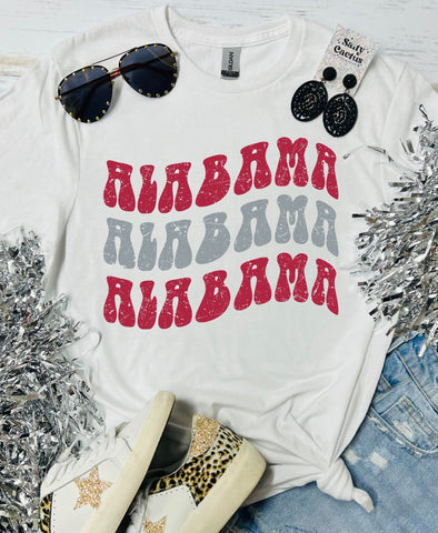 Alabama Wave White Tee