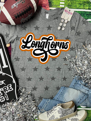 *DTG* Longhorns Cursive Retro Grey Star Tee