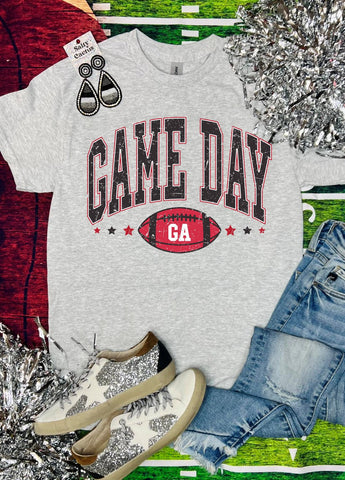 Game Day GA Distressed Ash Grey Tee