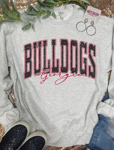 Bulldogs Distressed Ash Grey Sweatshirt