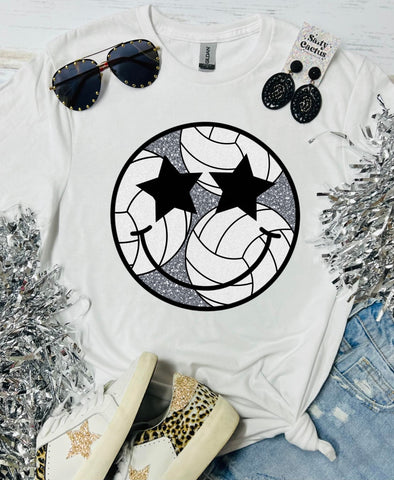 Glitter Star Volleyball White Tee