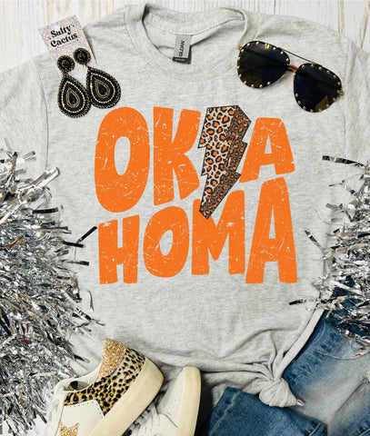 Oklahoma OSU Bolt Ash Grey Tee