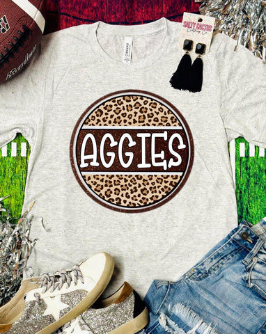 Aggies Leopard Circle Ash Triblend Tee