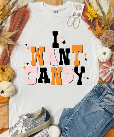 I Want Candy Fall White Tee