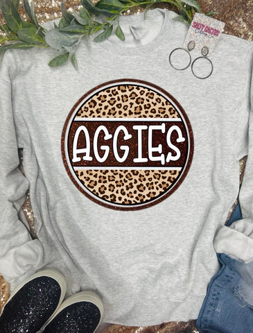 Aggies Leopard Circle Ash Grey Sweatshirt