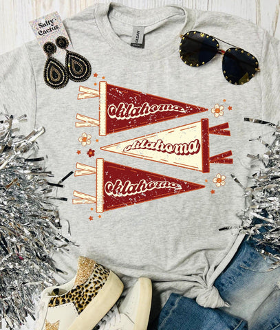 Oklahoma Pennant Ash Grey Tee