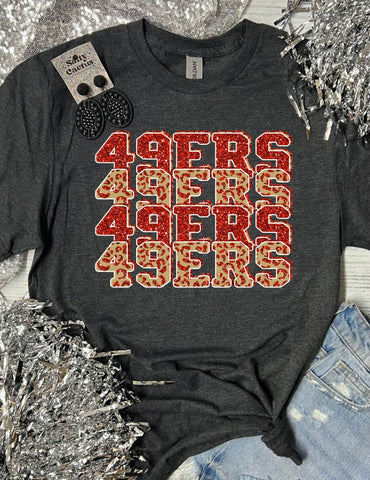 *DTG* 49ers Glitter Dark Grey Tee