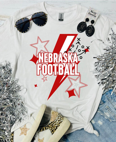 Nebraska Football Bolt White Tee