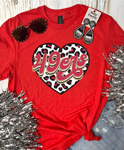 *DTG* 49ers Leopard Heart Red Tee