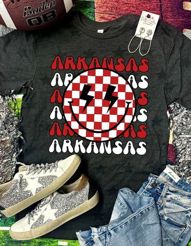 *DTG* Arkansas Checkered Smile Black Star Tee