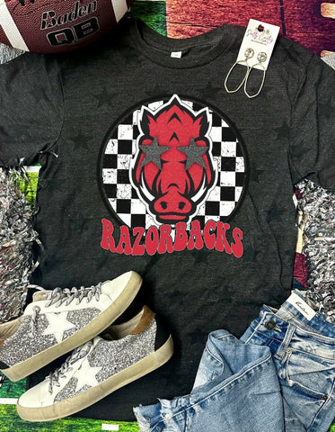 *DTG* Razorback Checkered Circle Black Star Tee