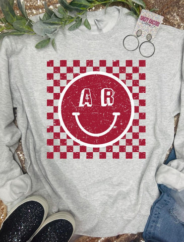 AR Checkered Smile Ash Grey Sweatshirt