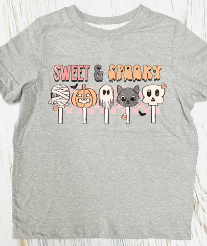 Sweet and Spooky Girl Grey Tee