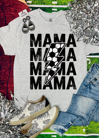 Mom Soccer Bolt Ash Grey Tee