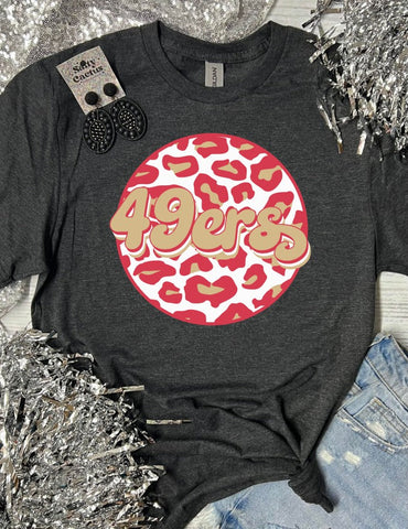 *DTG* 49ers Leopard Circle Grey Tee