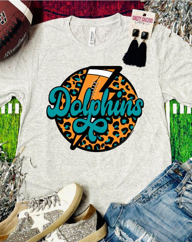 Dolphins Football Leoaprd Circle Ash Triblend Tee