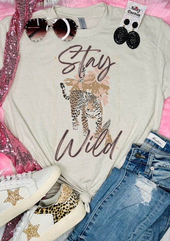 Stay Wild Leopard Tan Tee