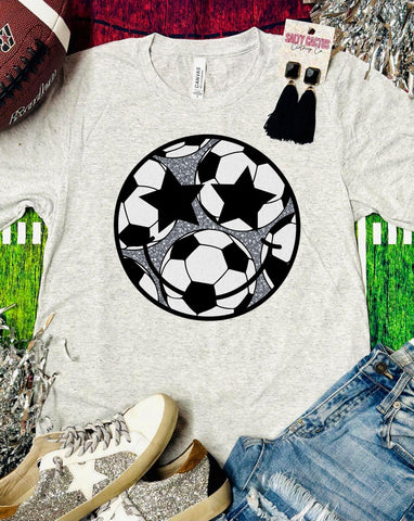 Soccer Smile Glitter Ash Triblend Tee