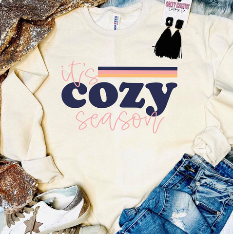 Its Cozy Season Navy Line Retro Sandstone Sweatshirt