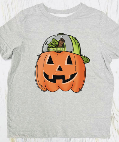 Jack O Lantern Hat Ash Grey Tee