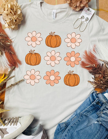 Pumpkin Daisy Flower Tan Tee