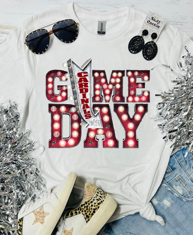 Game Day Cardinals Marquee WHITE TEE