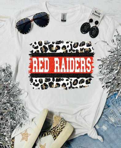 Red Raiders Leopard Brushstroke White Tee