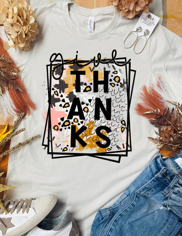 Give Thanks Leopard Tan Tee