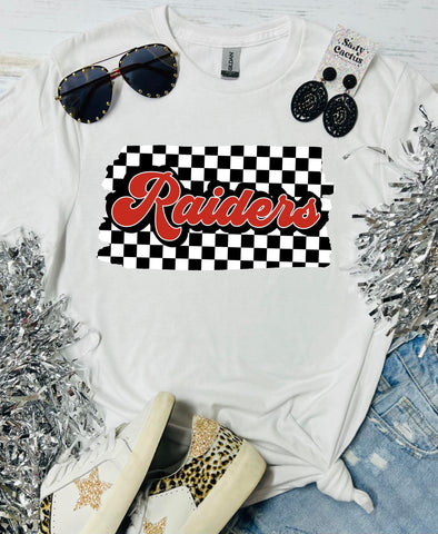 Raiders Checkered Square White Tee