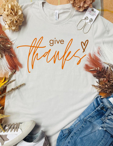 Give Thanks Heart Tan Tee