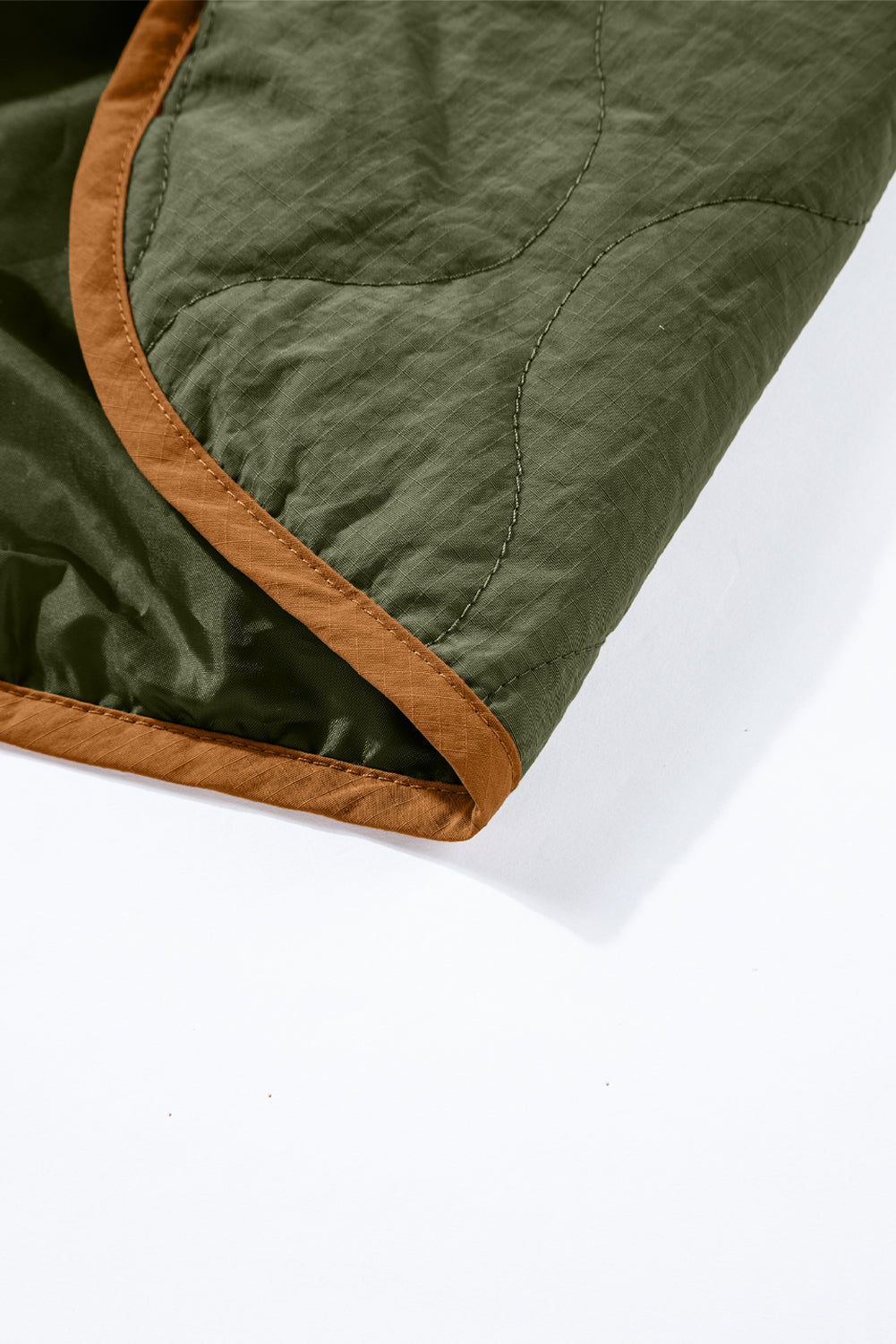 Brown Stitching Quilted Drawstring Jacket