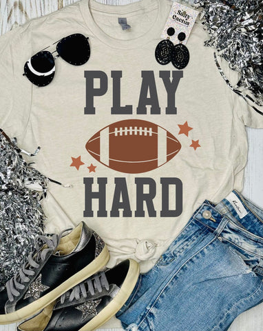 Play Hard Neutral Color Tan Tee