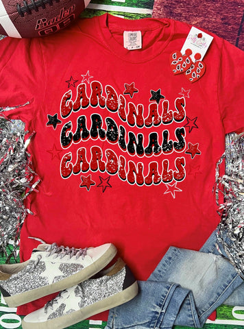 *DTG* Cardinal Stars Stacked Comfort Color Red Tee