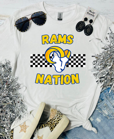 Rams Nation Checkered White Tee