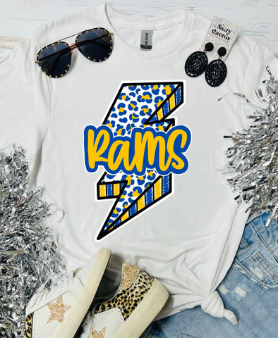 Rams Leopard Bolt White Tee