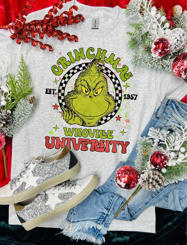 Grinchmas Whoville University Ash Grey Tee