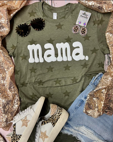 *PUFF* Mama White Puff Military Green Code Five Star Tee