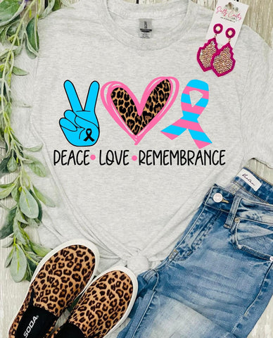 Peace Love Remembrance Ash Grey Tee