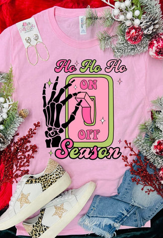 *DTG* HO HO HO Season On and Off Baby Pink Tee