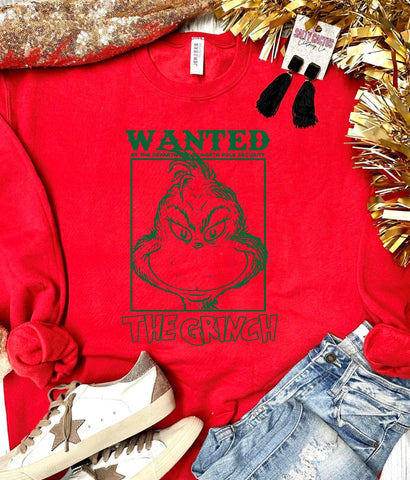 *DTG* Wanted The Grinch Red Sweatshirt