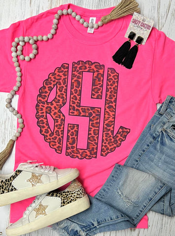 Leopard Mono Hot Pink Tee