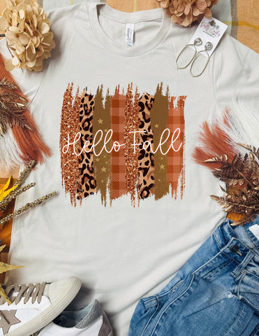 Hello Fall Brushstroke Tan Tee