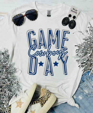 *RTS 5-7 Bus Days* Game Day Cowboys Stars White Tee