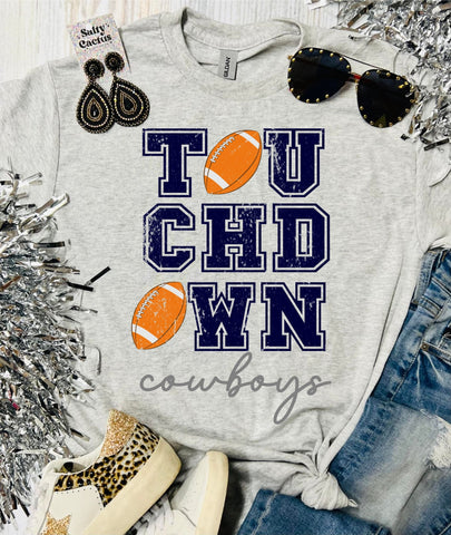 *RTS 5-7 Bus Days* Touchdown Cowboys Football Ash Grey Tee