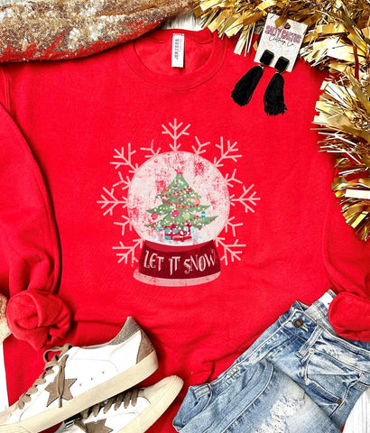 *DTG* Let It Snow Snowglobe Red Sweatshirt