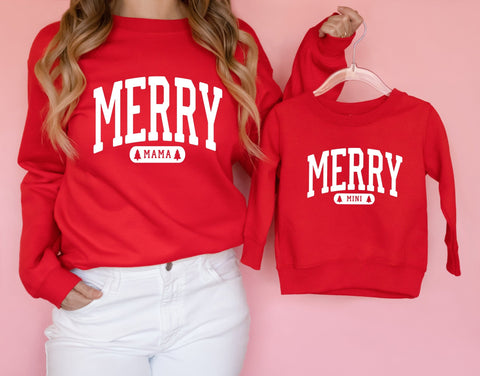 *DTF* Merry Mama/Mini Tree Red Sweatshirt