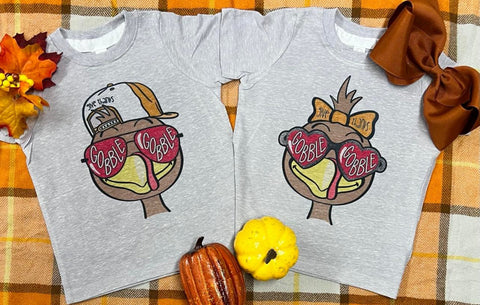 Gobble Gobble Boy/Girl Grey Tee