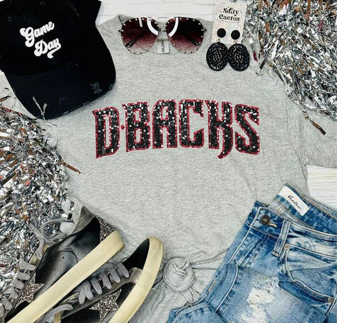 *RTS 5-7 Bus Days* Dbacks Glittery Ash Grey Tee