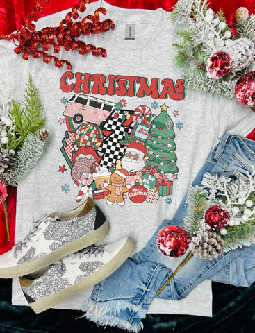 *RTS 5-7 Bus Days* Christmas Characters Grey Tee